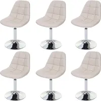 Chefgastro 6er-Set Esszimmerstuhl | HxBxT 84x47x50cm | Sitzhöhe 46cm | Chrom | Kunstleder Creme | Stuhl Drehstuhl
