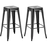 DELUKE 2er Set Barhocker DOLAN - Metall Schwarz 43x43x76 cm | Barstuhl Tresenhocker Tresenstuhl Kneipenhocker Kneipenstuhl