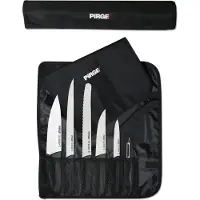 Pirge PRGE Ecco Starter Set Profi Messerset mit Tasche 7 Stück - Profi Kochmesser Set - Edelstahl Profi Küchenmesser Set - Messer Set Scharf