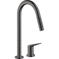 Hansgrohe AXOR Citterio M DN 15 2-Loch-Einhebel-Küchenmischer 220 mit Ausziehbrause, 34822340, Farbe: Brushed Black Chrome