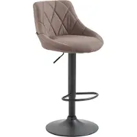 DELUKE Barhocker FALON - Stoff Taupe 46x49x83 cm Schwarz | Barstuhl Mit Lehne Drehbar Tresenhocker Tresenstuhl Kneipenhocker Kneipenstuhl
