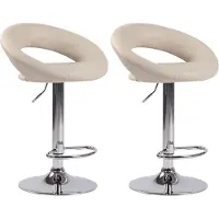 CLP 2er Set Barhocker Olinda Kunstleder höhenverstellbar und drehbar creme Gestell Farbe chrom