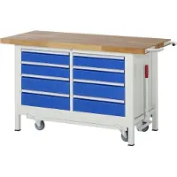 RAU Werkbank mit Fahrgestell 8477, B1500xT700xH880mm, 8x Schublade-TA