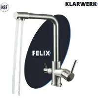 KLARWERK Felix | 4-Wege Niederdruck Filter Armatur Edelstahl Silber | 4 Anschlüsse 3-Wege Wasserhahn Boiler Küche | Osmose Mischbatterie NSF