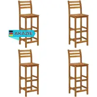 DELUKE Barhocker LENI 4er Set Massivholz Akazie | Barstühle Küchenhocker Thekenhocker für Küche Hausbar