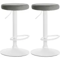 CLP 2er Set Barhocker Ponte Samt höhenverstellbar und drehbar grau Material Gestell Metall matt weiss