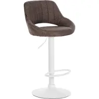 CLP Barhocker Milet Stoffbezug höhenverstellbar drehbar mit Rückenlehne | braun Farbe braun Gestell Farbe weiß