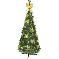 Best Season LED-Tannenbaum mit goldener Deko, beleuchtet ca. 190 cm, 144 LED w/w, faltbar, 8 Fkt., 603-91