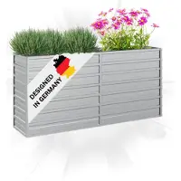 DELUKE Hochbeet für Garten OSKAR Silber | 160x40x77cm | Verzinkter Stahl | Wetterfest | Gartenbeet Kräuterbeet Blumenbeet Beet hoch Frühbeet für Garten Gemüsebeet