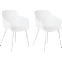 Beliani Esszimmerstuhl 2er Set Weiß Kunststoff mit Metallgestell Armlehnen Modern Skandinavisch Wohnzimmer Esszimmer Flur Diele