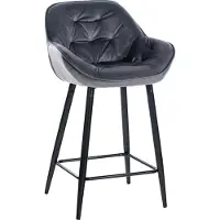 DELUKE Barhocker KUTOR - Samt Dunkelgrau 54x57.5x93.5 cm | Barstuhl Mit Lehne Tresenhocker Tresenstuhl Kneipenhocker Kneipenstuhl