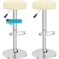 DELUKE Barhocker KENTR höhenverstellbar 2er Set Creme Stoff | Barstühle drehbar Küchenhocker Thekenhocker für Küche Hausbar