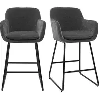 Miliboo - Barhocker mit Samteffekt dunkelgrau H65 cm (2er-Set) AMIKA