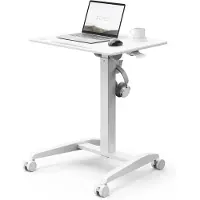 Sense7 Schreibtisch auf Rollen Mobiler Schreibtisch Kippbare Tischplatte Höhenverstellbar Große Arbeitsfläche Modern und minimalistisch 70 x 52cm weiß