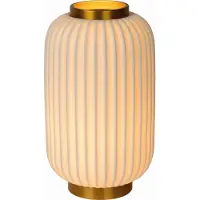 Licht-Erlebnisse Tischlampe Metall Porzellan E14 Ø 197 cm 33.7 cm in Messing Weiß rund Modern Nachttischleuchte