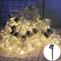 Trade-Shop LED Solar Lichterkette Glühbirnen, Außen Garten Deko 8 Modi Effekte Außerlichterkette für Terrasse Hof Innen Haus Weihnachten (8m / 20 Glühbirne)