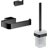 Emco loft WC-Set, Bürstengarnitur, Toilettenpapierhalter, Doppelhaken, schwarz, 059813300