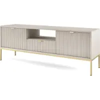 Bettso TV Schrank TV Tisch für Wohnzimmer NOVA Kaschmir mit Gold Beine