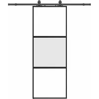 Syfax Schiebetür mit Beschlag Schwarz 76x205 cm Hartglas