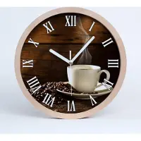 Tulup Holzuhr 30fi cm wanduhr - weiße Spitzen - Tasse Kaffee