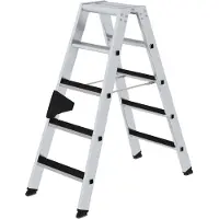 MUNK Günzburger Steigtechnik Stufen-Stehleiter beidseitig begehbar mit clip-step 2x5 Stufen