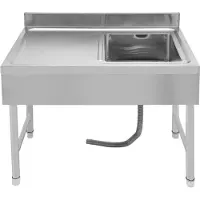StarTech.com Freistehendes Spülbecken - Gastronomie-Spüle - Edelstahl - 100×50×80 cm - Einzelbecken - Ohne Armatur (0 Löcher) - Hellgrau