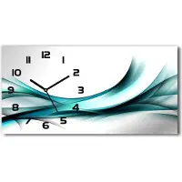 Tulup Wanduhr aus Glas – 60x30 cm - Glasbild - Glasuhr - Gehärtetes Glas - schwarze-zeiger - Wellen Abstraktion