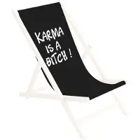 Ferocity Ersatz-Stoffbezug 131x44 cm Wechselbarer Liegestuhl Stoffbezug 100% Polyester für Holz-Liegestuhl Klappliegestuhl Motiv Schwarz Karma [119]