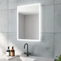 Aquabatos Badspiegel mit LED Beleuchtung energiesparend IP44 Wandspiegel 70 x 50cm Antibeschlag Dimmbar Touch Schalter Kaltweiß 6400K