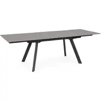 Natur24 Tisch Jarkko 160-240 x 90 x 75 cm Stahl Schwarz