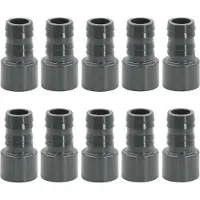 Haf 10x PVC Druckschlauchtülle mit 38mm x 50mm | Schlauchtülle x Klebestutzen | Schlauchverbinder aus grauem PVC-U | PN16 für Pool und Teich
