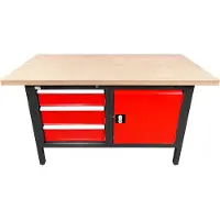 Paulimot Werkbank 1.500 x 700 x 840 mm mit drei Schubladen und einer Türe