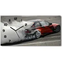 Tulup Wanduhr aus Glas – 60x30 cm - Glasbild - Glasuhr - Gehärtetes Glas - schwarze-zeiger - Drift Spur