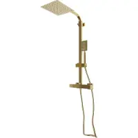StarTech.com Duschsystem - Thermostat Regendusche mit Handbrause - Quadratisch - Messing & 304 Edelstahl - Schlauch 1,5 m - Gold