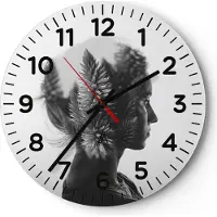 ARTTOR Wanduhr - Rund - Glasuhr - Frau Abstraktion - 30x30cm - Schleichendes Uhrwerk - Lautlos - zum Aufhängen bereit - Dekoration Modern - Wanddekoration aus Glas - C4AR30x30-3799