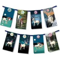 GKA XL Adventskalender Einhorn für Kinder zum Selbstbefüllen 24 große Papiertüten mit 24 Sticker und 4 m Satinband TapirElla von Lutz Mauder