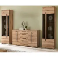 Furn.Design Wohnwand "Design-D" in Evoke Eiche Wohnkombination Set 3-teilig 290 cm, mit Soft-Close und inklusive Beleuchtung