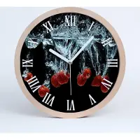 Tulup Holzuhr 25fi cm wanduhr - weiße Spitzen - Erdbeeren unter Wasser