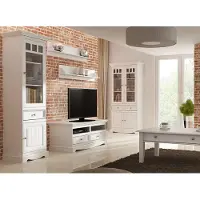 Lomadox Wohnzimmer Set, Massivholz in weiß BORMIO-163, 6-teilig