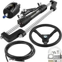 Vevor Hydraulic Boat Steering Kit, 300HP Hydraulic Steering Kit Helm Pump, Hydraulic Outboard Steeing Kit with 14 Feet Hydraulic Steering Hose for Boat Steering System