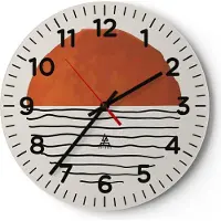 ARTTOR Wanduhr - Rund - Glasuhr - Modern Sonne Meer - 40x40cm - Schleichendes Uhrwerk - Lautlos - zum Aufhängen bereit - Dekoration Modern - Wanddekoration aus Glas - C4AR40x40-4512