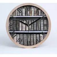 Tulup Holzuhr 30fi cm wanduhr - schwarze Spitzen - Bücherregal