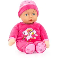 Bayer Design 93029AC Babypuppe, Spielpuppe, Kuschelpuppe, weich, ca. 30 cm, Rosa, Einhorn