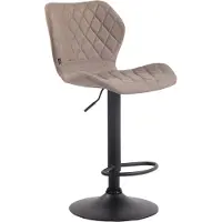 DELUKE Barhocker DIBEL - Stoff Taupe 47x51x88 cm Schwarz | Barstuhl Höhenverstellbar Mit Lehne Drehbar Tresenhocker Tresenstuhl Kneipenhocker Kneipenstuhl