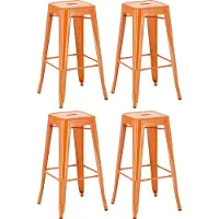 DELUKE 4er Set Barhocker DOLAN - Metall Orange 43x43x76 cm | Barstuhl Tresenhocker Tresenstuhl Kneipenhocker Kneipenstuhl