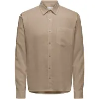Only & Sons Herren Hemd ONSLAURENCE LS LINEN BLEND - Regular Fit - 22036239 Chinchilla - M