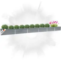DELUKE Hochbeet für Garten OSKAR Grau | 600x80x45cm | Verzinkter Stahl | Wetterfest | Gartenbeet Kräuterbeet Blumenbeet Beet hoch Frühbeet für Garten Gemüsebeet