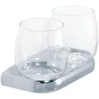 Bravat Metasoft Glashalter 816510 Doppelt, Glas bauchig klar, chrom