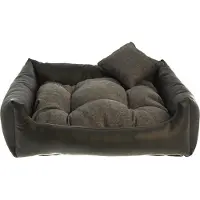 Mayaadi Home Hundebett Kunstleder Schwarz L 80x65 cm Hundekissen Hundesofa Katzenbett Hundekorb Bett Katzensofa