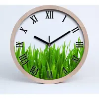Tulup Holzuhr 30fi cm wanduhr - schwarze Spitzen - Gras